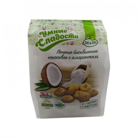 Печенье Умные сладости Di&Di бисквитное кокосовое с амарантом 200 г