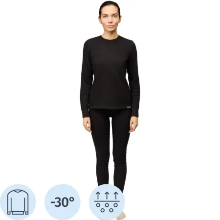 Термофутболка женская с длинным рукавом Guahoo G22-0051S с начёсом  чёрная (размер 54, рост 176 см)