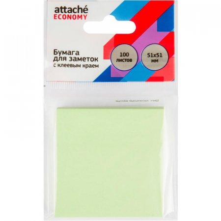 Стикеры Attache Economy 51x51 мм пастельный зеленый (1 блок, 100 листов)