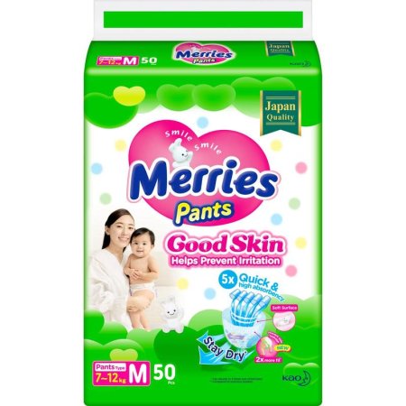 Подгузники-трусики Merries Good Skin размер 3 (М) 7-12 кг (50 штук в   упаковке)