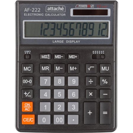 Калькулятор настольный Attache AF-222 12-разрядный черный 203x158x32 мм