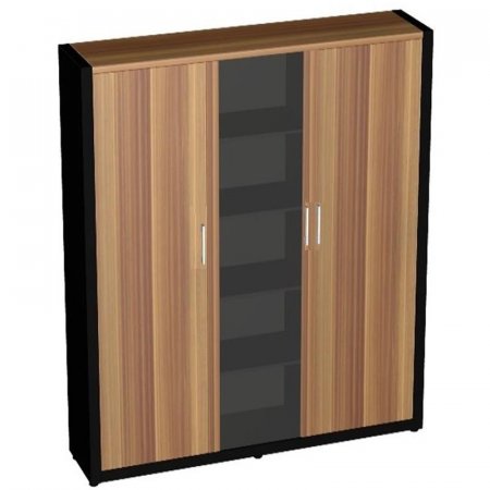 Шкаф Верона высокий комбинированный (слива валлис/черный, 1816x400x2000 мм)