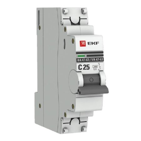 Выключатель автоматический EKF 1П 25А С 4500А (mcb4763-1-25C-pro)