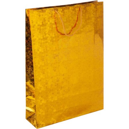 Пакет подарочный голографический золотистый (45х32х10 см)