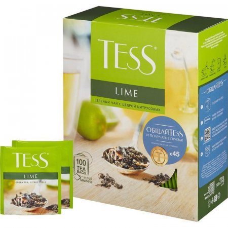 Чай Tess Lime Citrus peels зеленый с лаймом 100 пакетиков