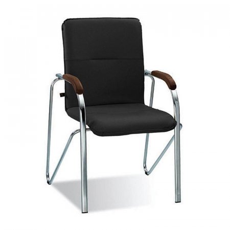 Конференц-кресло Samba черный/орех (искусственная кожа, металл хромированный)