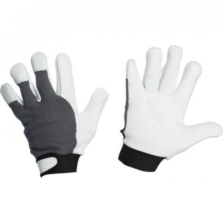 Перчатки рабочие JetaSafety JLE305 кожаные черные/белые (размер 10, XL)