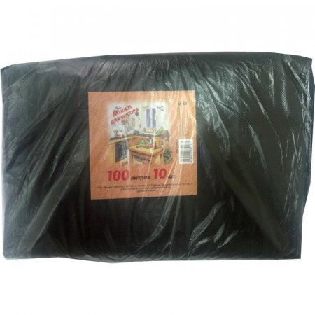 Мешки для мусора на 100 литров черные (50 мкм, 10 штук в пачке, 70x110 см)