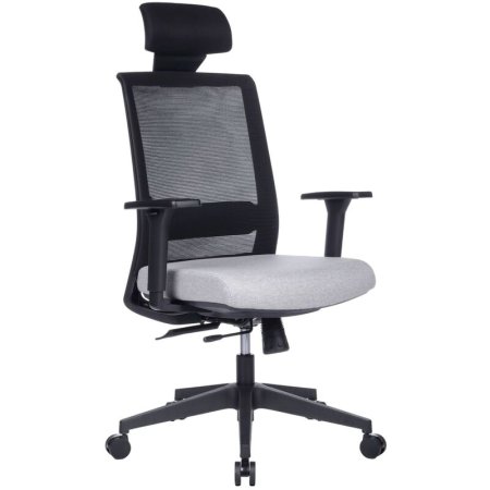 Кресло для руководителя RV Design Style серое/черное (сетка/ткань, пластик)