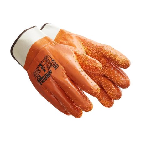 Перчатки рабочие утепленные от химикатов/проколов и порезов Арктика  хлопковые с полным покрытием+ПВХ крошка оранжевые (pазмер 10, XL)