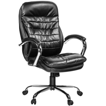 Кресло для руководителя Easy Chair 515 RT черное (рециклированная кожа с  компаньоном, металл)