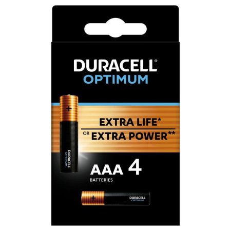 Батарейки ААА мизинчиковые Duracell Optimum (4 штуки в упаковке)