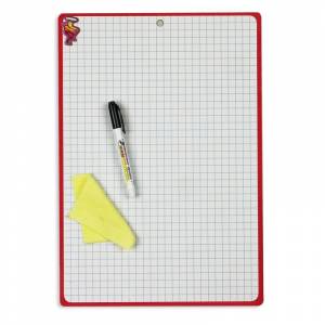 Доска-планшет пластиковая маркерная Attache А3 белая/клетка (с маркером и салфеткой, красная рамка)