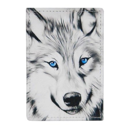 Обложка для проездного билета Северный волк из натуральной кожи  разноцветная (3.2-098-0)