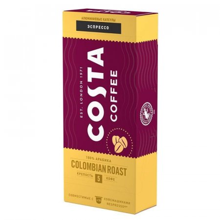 Кофе в капсулах для кофемашин Nespresso Costa Coffee Colombian Roast  Espresso (10 штук в упаковке)