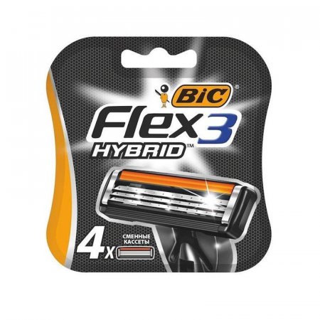 Сменные кассеты для бритья Bic Flex 3 Hybrid (4 штуки в упаковке)