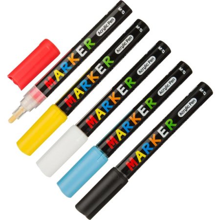 Маркер акриловый M&G 5 цветов в наборе (толщина линии 2 мм)  круглый наконечник