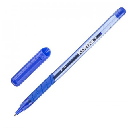 Ручка шариковая неавтоматическая одноразовая Kores K2 синяя (толщина  линии 0.7 мм, 4 штуки в наборе)