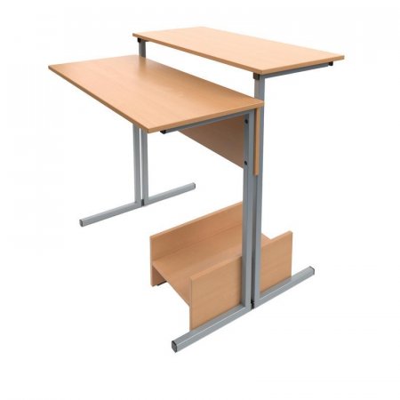 Стол ученический компьютерный МЕТ с подставкой под системный блок (бук/серый)