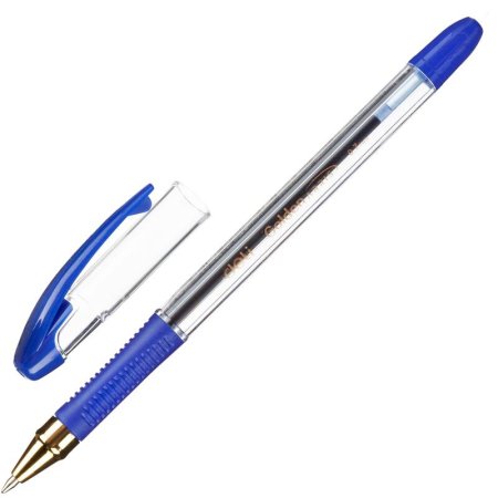 Ручка шариковая неавтоматическая Deli Arris Golden синяя (толщина линии  0.5 мм)