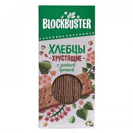 Хлебцы Blockbuster хрустящие с зеленой гречкой гречневые 130 г