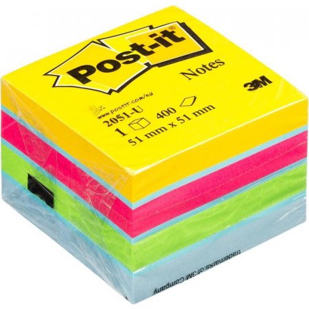 Стикеры Post-it 51х51 мм 5 цветов неоновые 400 листов