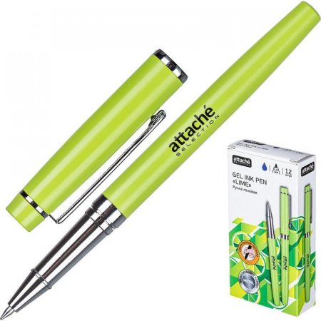Ручка гелевая неавтоматическая Attache Selection Lime синяя (зеленый корпус, толщина линии 0.35 мм)