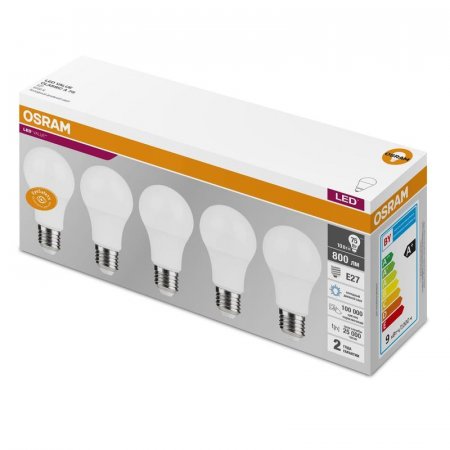 Лампа светодиодная Osram 10 Вт E27 грушевидная 6500 К холодный белый  свет (5 штук в упаковке)