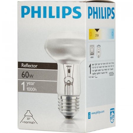 Лампа накаливания Philips 60 Вт E27 рефлекторная зеркальная 2700 К теплый белый свет