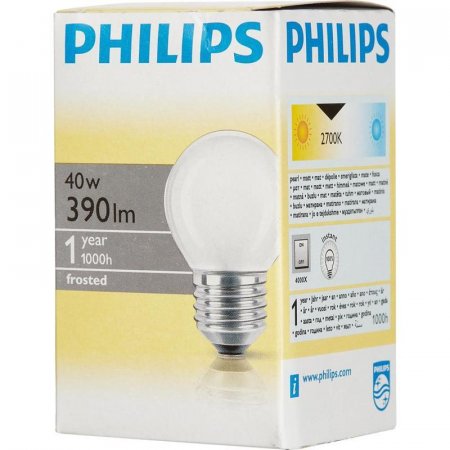 Лампа накаливания Philips 40 Вт E27 шаровидная матовая 2700 К теплый белый свет