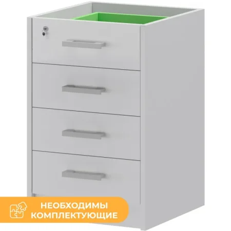 Тумба приставная Арго АТ2-05 с замком без топа белый 440х450х740 мм 4  ящика