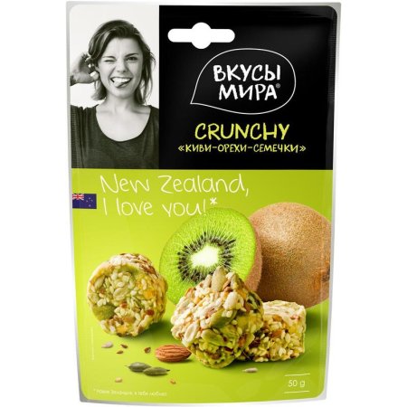 Коктейль Вкусы мира Crunchy Киви-орехи-семечки 50 г