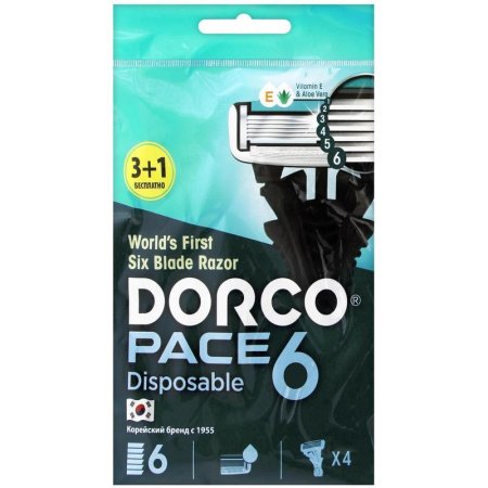Бритва одноразовая Dorco Pace6 (4 штуки в упаковке)