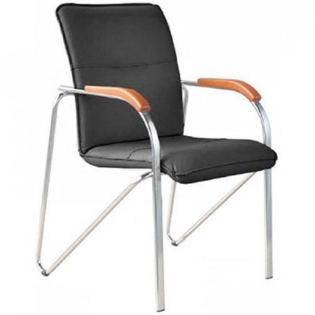 Конференц-кресло Samba silver черное/вишня (искусственная кожа, металл серебряный)