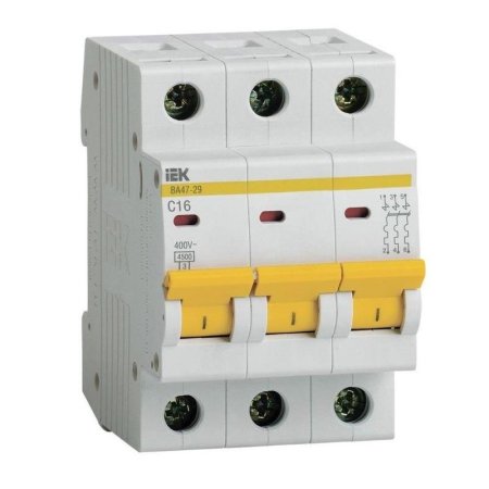 Выключатель автоматический модульный IEK ВА47-29 3п 16А C 4500А  (MVA20-3-016-C)