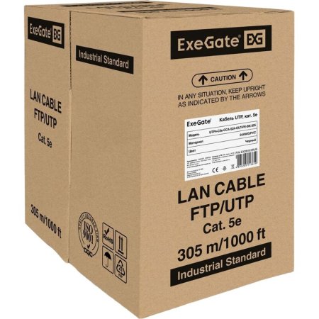 Кабель витая пара ExeGate UTP4-C5e-CCA-S24-OUT-PE-BK-305 cat 5e 305 м  (EX281819RUS)