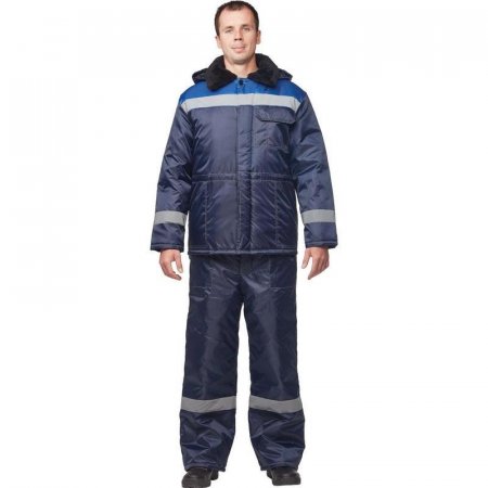 Куртка рабочая зимняя мужская з32-КУ с СОП синяя/васильковая из ткани  оксфорд (размер 60-62, рост 158-164)