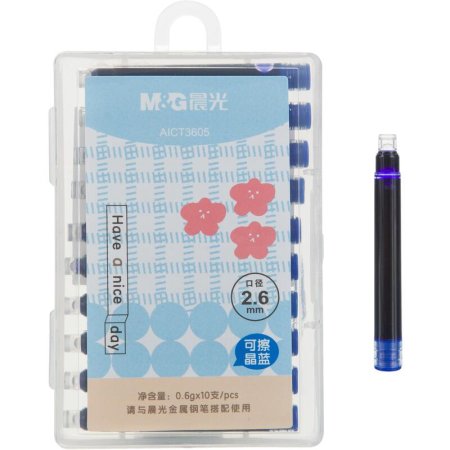 Картридж чернильный для перьевой ручки M&G синий (10 штук в  упаковке)
