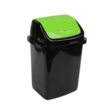 Контейнер для мусора Элластик-Пласт Комфорт 5 л пластик черный/зеленый  (15.6х19.2х26.5 см)