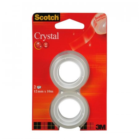 Клейкая лента канцелярская Scotch Crystal прозрачная 19 мм х 7.5 м (2 штуки в упаковке)