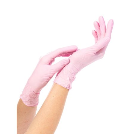 Перчатки медицинские смотровые нитриловые NitriMax нестерильные  неопудренные размер M (7-8) розовые (100 штук в упаковке)