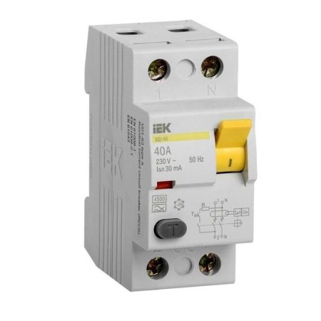 УЗО выключатель дифференциального тока IEK ВД1-63 2п 40А 30мА AC  (MDV10-2-040-030)