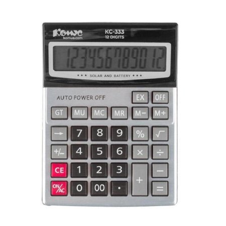 Калькулятор настольный Комус КС-333 12-разрядный серебристый 170x125x38  мм