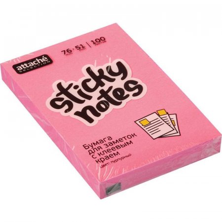 Стикеры Attache Selection 76x51 мм розовые неоновые 100 листов