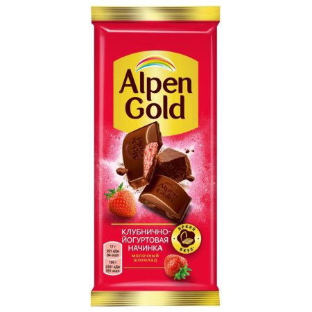 Шоколад Alpen Gold молочный с клубнично-йогуртовой начинкой 85 г