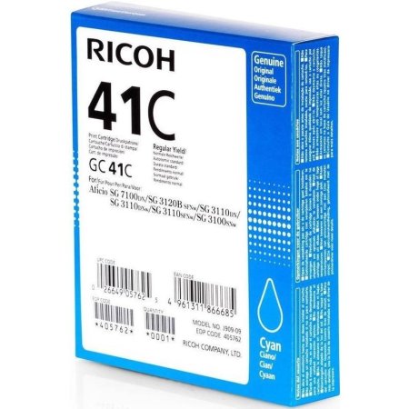 Картридж струйный Ricoh GC41C голубой оригинальный