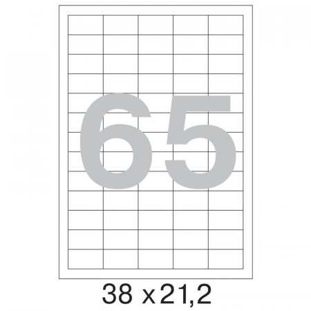 Этикетки самоклеящиеся Office Label белые 38х21.2 мм (65 штук на листе А4, 100 листов в упаковке)