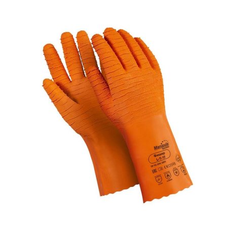 Перчатки КЩС латексные Manipula Фишер L-T-17/CG-948 повышенная прочность   оранжевые (размер 10-10.5, XL)