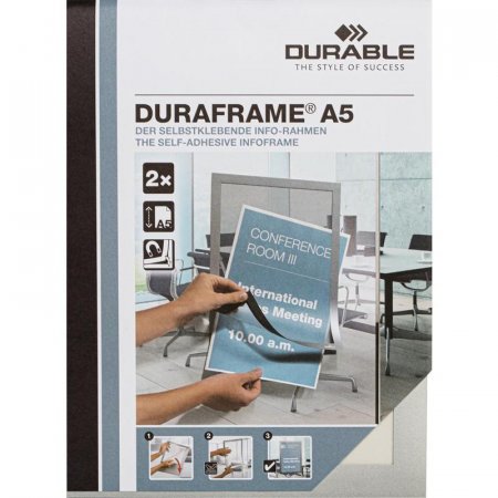 Рамка Durable Duraframe А5 самоклеящаяся серебристая (2 штуки в упаковке)