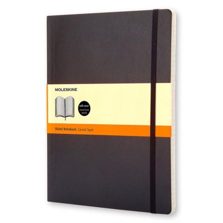 Блокнот Moleskine Classic Soft Xlarge A5+ 96 листов черный в линейку на  сшивке (190x250 мм)